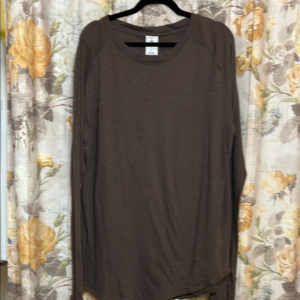 We The Free Long Sleeve Scoop Neck Sweatshirt in Brown
